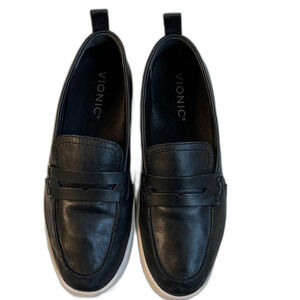 Vionic Black Leather Uptown Loafer/Moc Slip On Shoes/Sneakers Orthotic